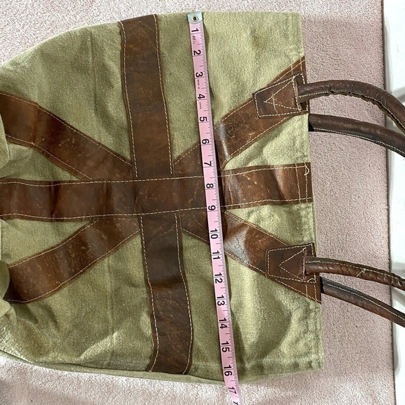 5/$25 Canvas Boho Hobo Bag Tote Shoulder Bag With Leather Straps And Star Design - Picture 11 of 12
